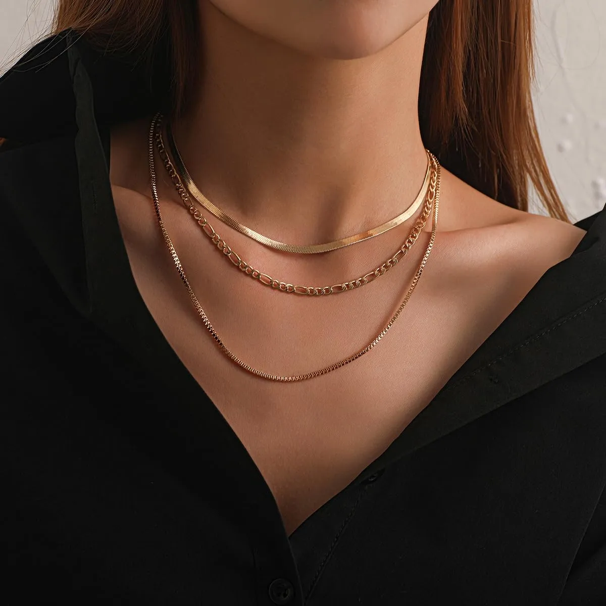 Layered Gold Silver Necklaces for Women, Simple Gold Jewelry Set Gifts for Women Layering Pendant Necklaces Trendy Jewelry