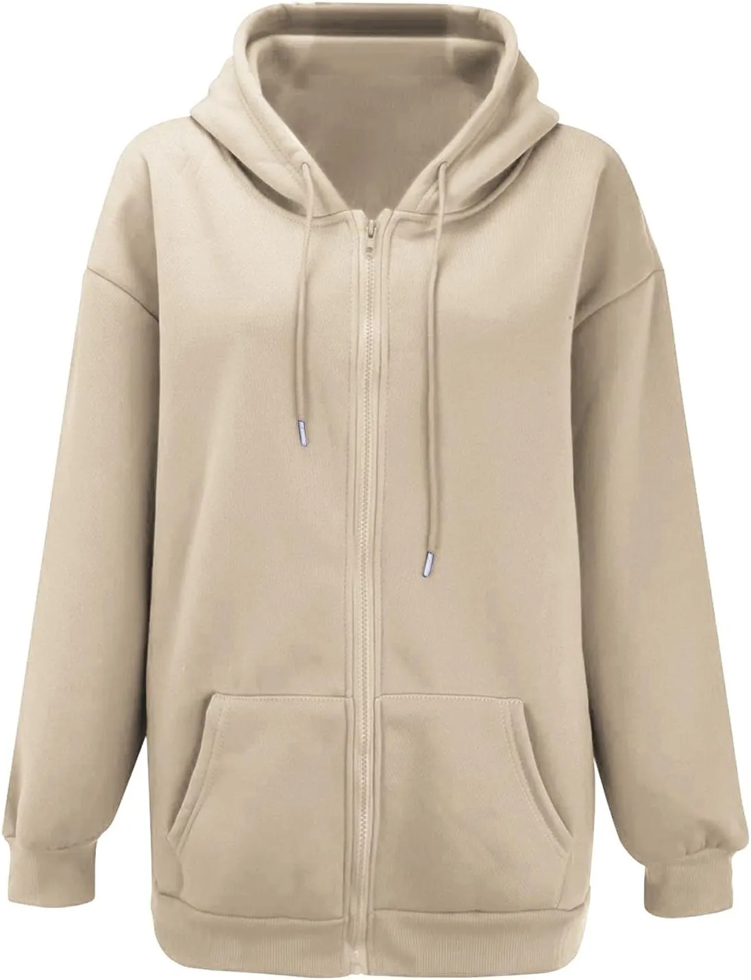 LCMTWX Womens Winter Fuzzy Fleece Jacket Sweatshirt Casual Drawstring Clothing Zipper Track Jacket Solid Color Hooded