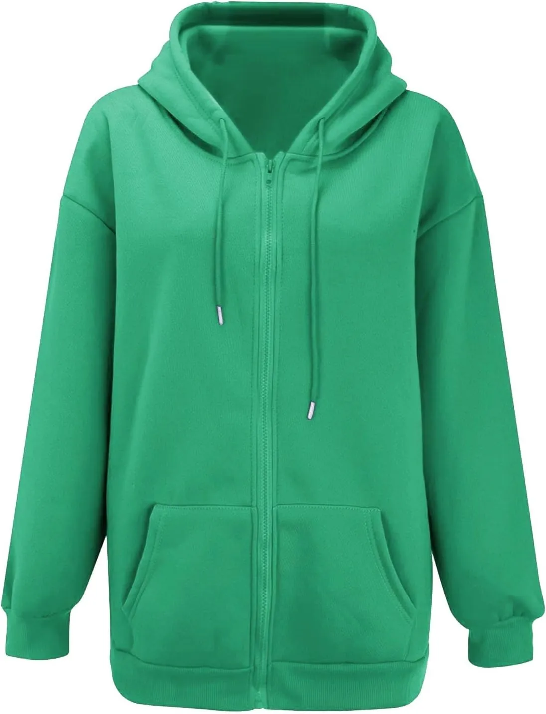 LCMTWX Womens Winter Fuzzy Fleece Jacket Sweatshirt Casual Drawstring Clothing Zipper Track Jacket Solid Color Hooded