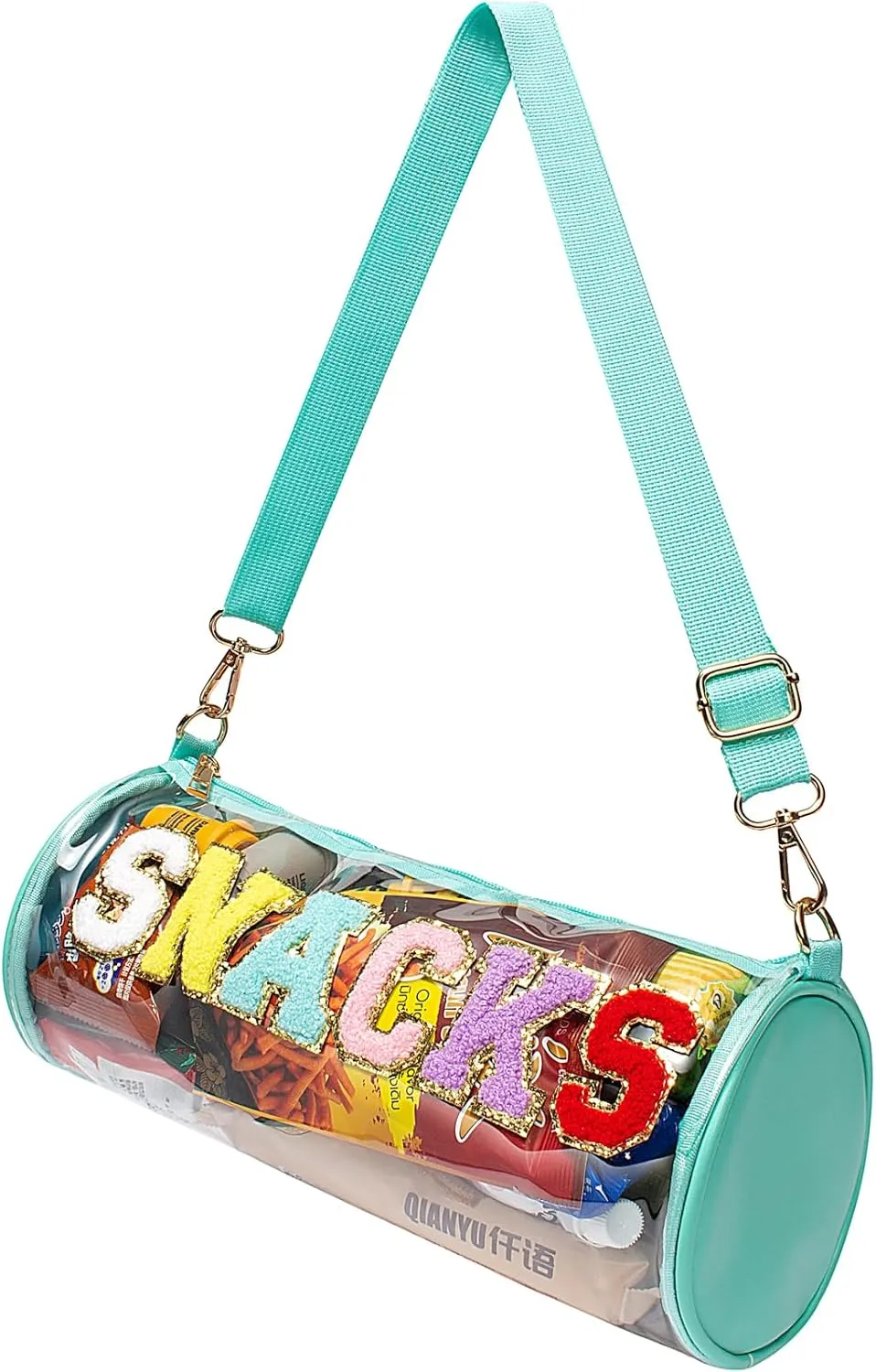 LETGO Chenille Letter Clear Zipper Pouch for Travel,Nylon Clear Cosmetic Bag,Makeup Travel Bag for Women Girls
