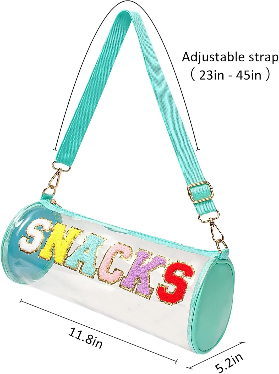 LETGO Chenille Letter Clear Zipper Pouch for Travel,Nylon Clear Cosmetic Bag,Makeup Travel Bag for Women Girls