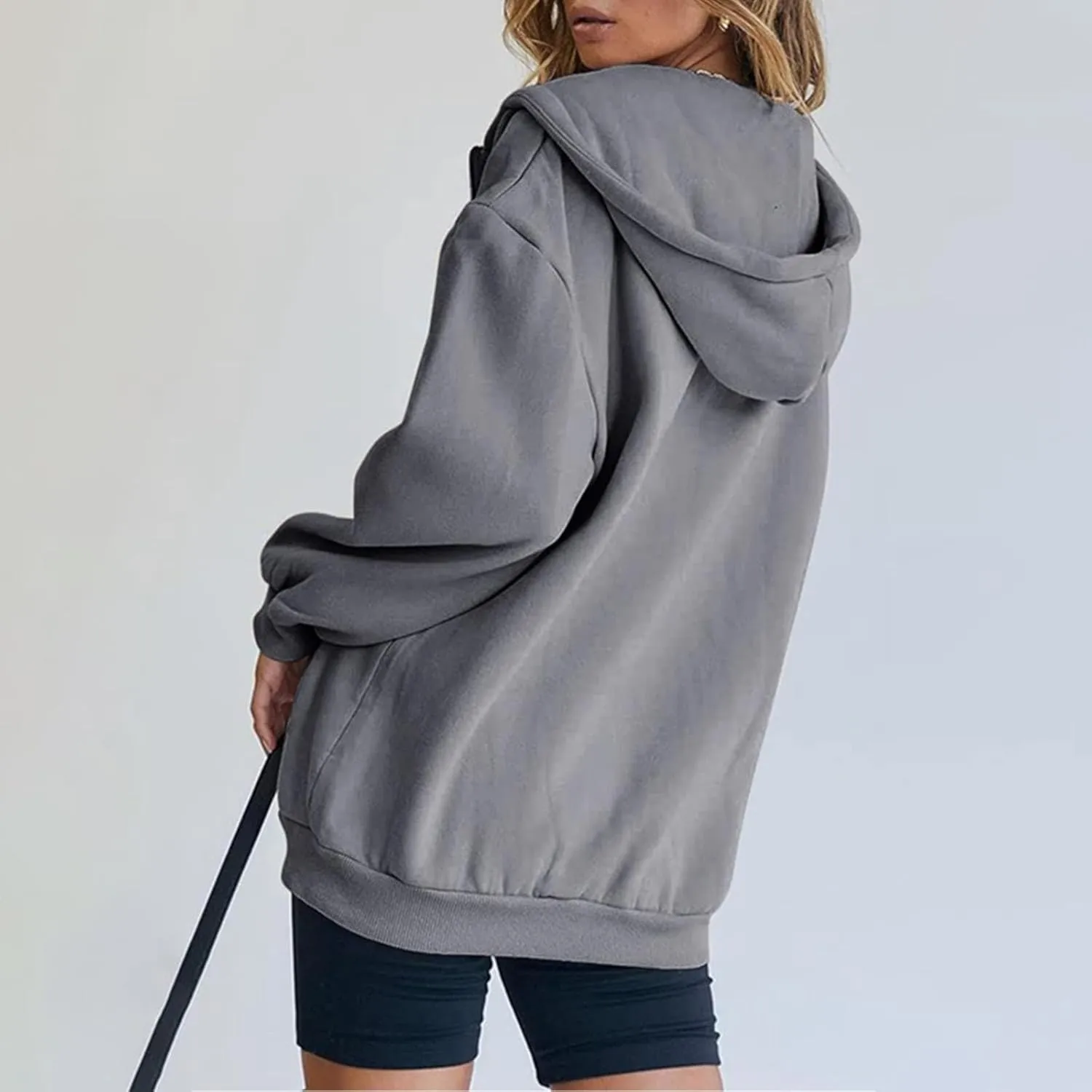 Light Weight Zip Up Hoodie Women Plus Size Cotton 2024 Jackets Clothing Casual Drawstring Jacket with Pockets