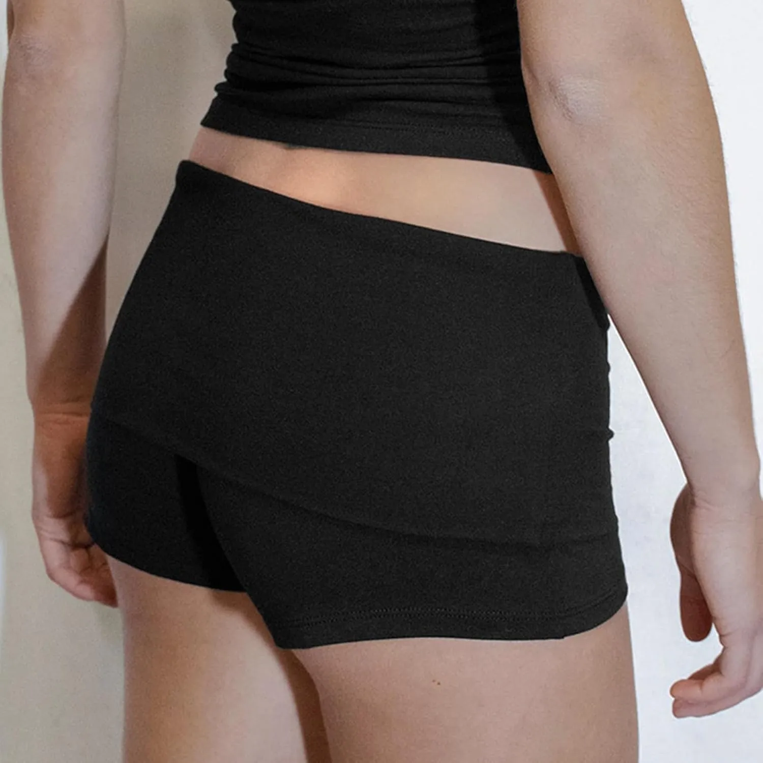 Luckinbaby Women Fold Over Mini Shorts High Rise Stretchy Yoga Rollover Shorts Slim Fit Cute Lounge Shorts Micro Bottoms