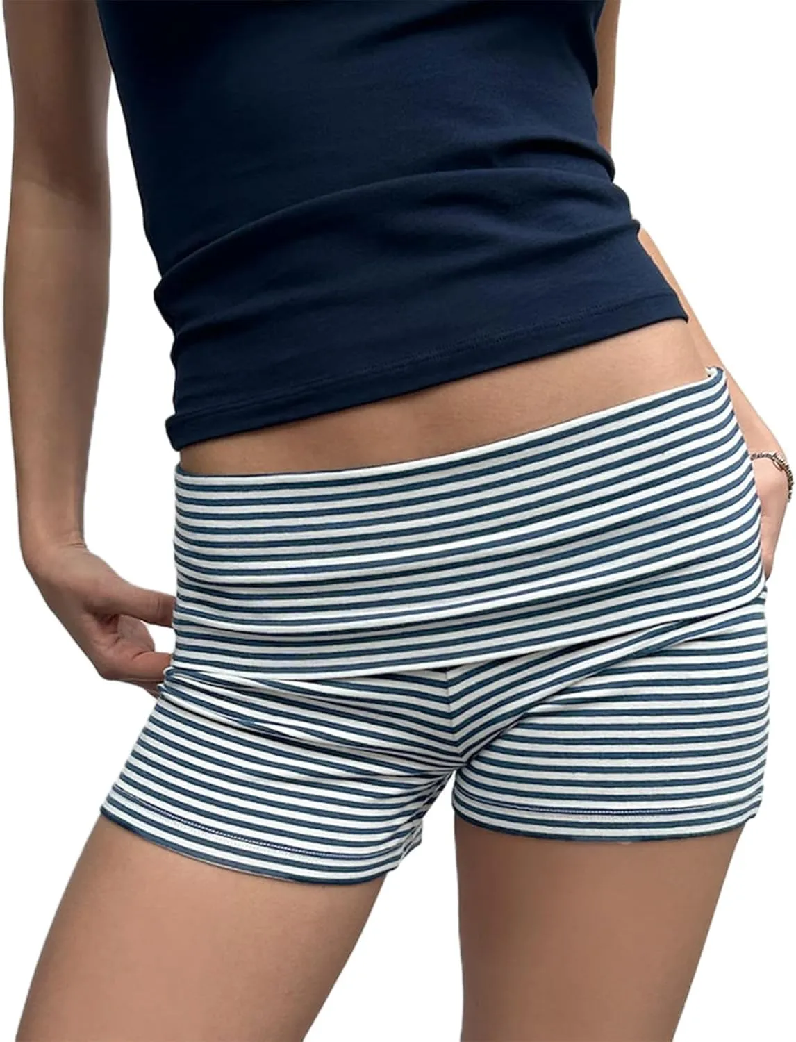 Luckinbaby Women Fold Over Mini Shorts High Rise Stretchy Yoga Rollover Shorts Slim Fit Cute Lounge Shorts Micro Bottoms