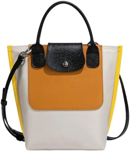 MAIITRIP Color-Block Purse and Handbag with Adjustable Strap,PU Leather Waterproof Crossbody Bag for Women,Top Handle Satchel