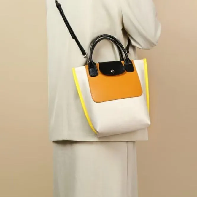 MAIITRIP Color-Block Purse and Handbag with Adjustable Strap,PU Leather Waterproof Crossbody Bag for Women,Top Handle Satchel