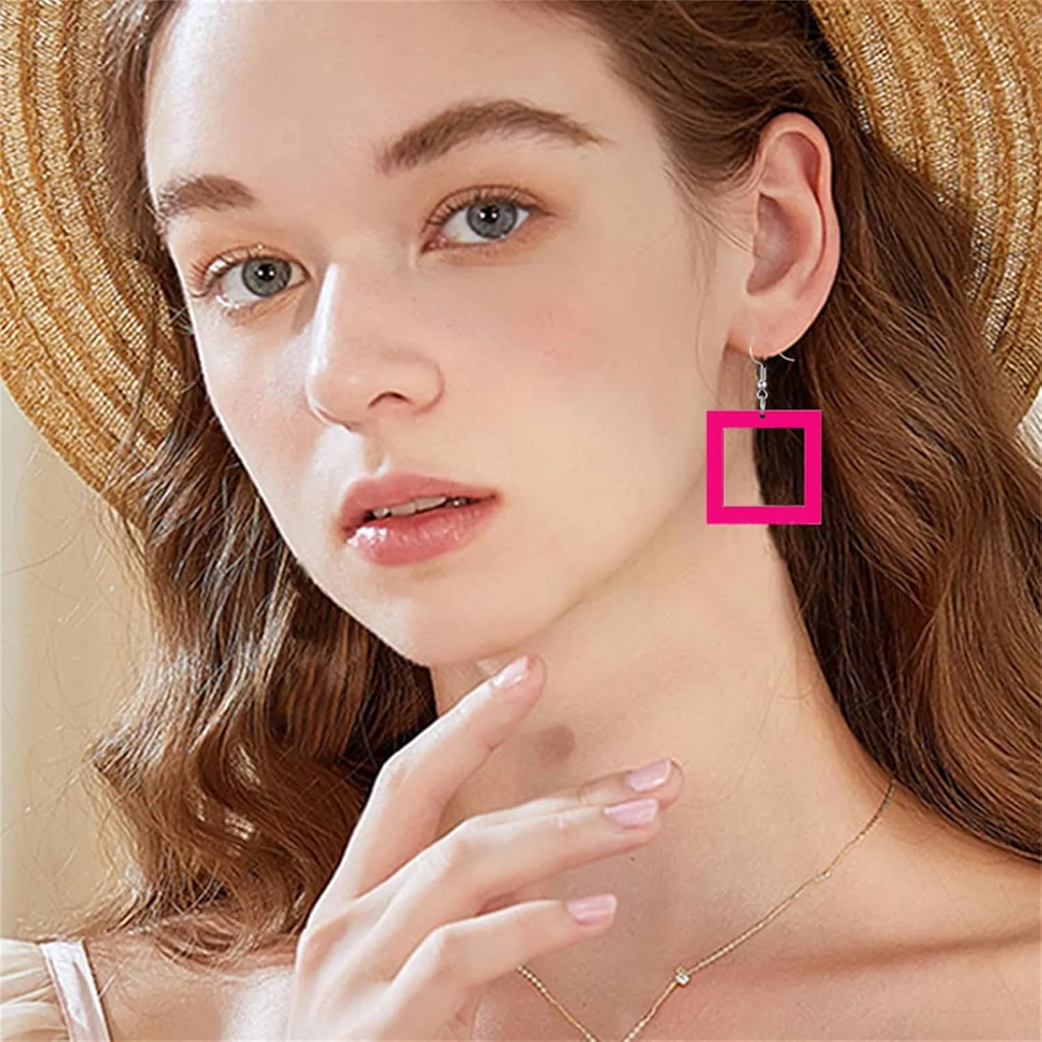MALOYANVE 80s 90s Neon Earrings for Women Acrylic Retro Handmade Colorful Triangular Square Pendant Dangle Earrings for 80's Outfit Glow Party Accessories Jewelry