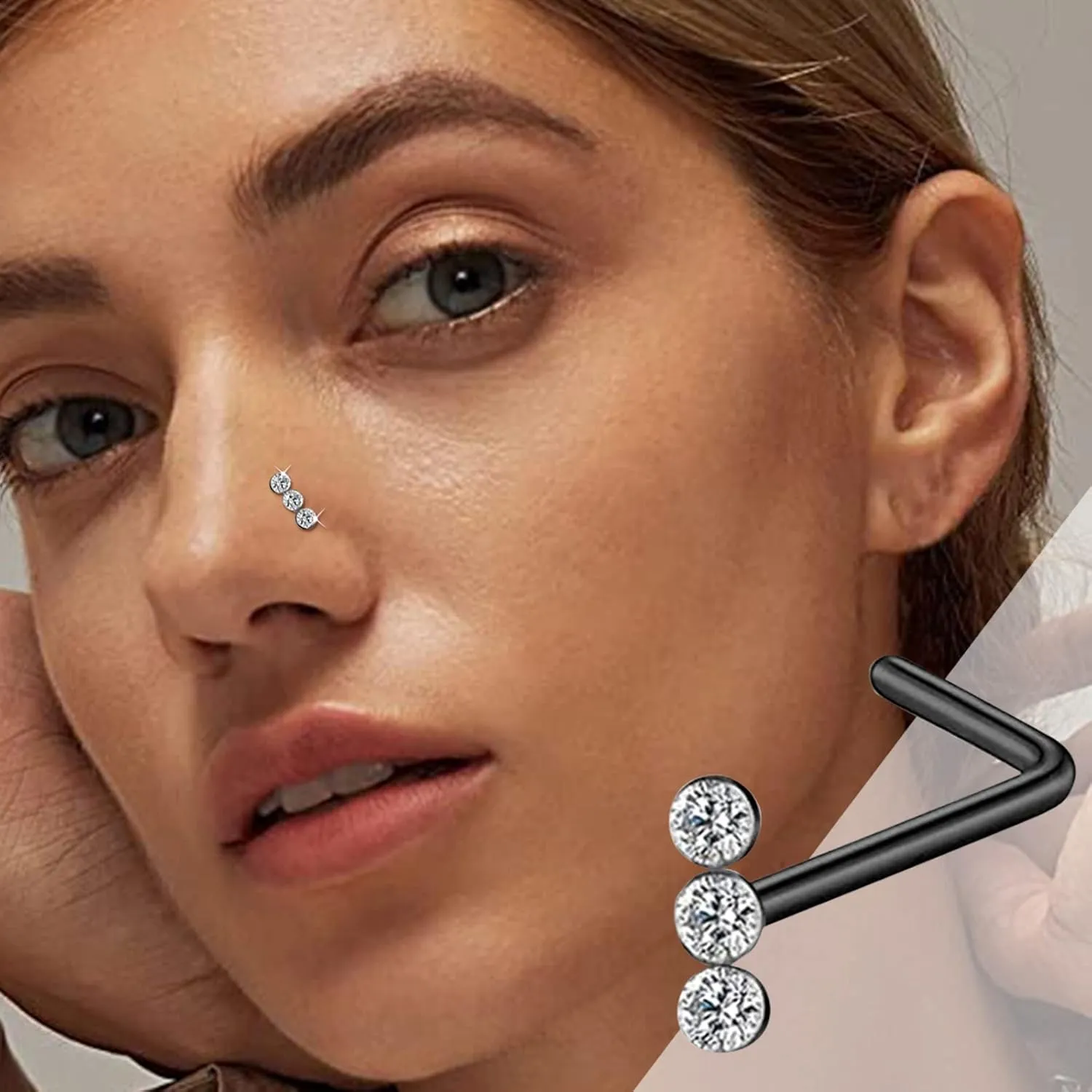 Men Nose Rings Hoops Nose Studs Women Jewelry Steel Stainless Ring Body Nose Hoop Piercing Jewelry Hoop for WomenNostril Rings Nose Studs Piercing Jewelry Nose Jewelry (Black, One Size)