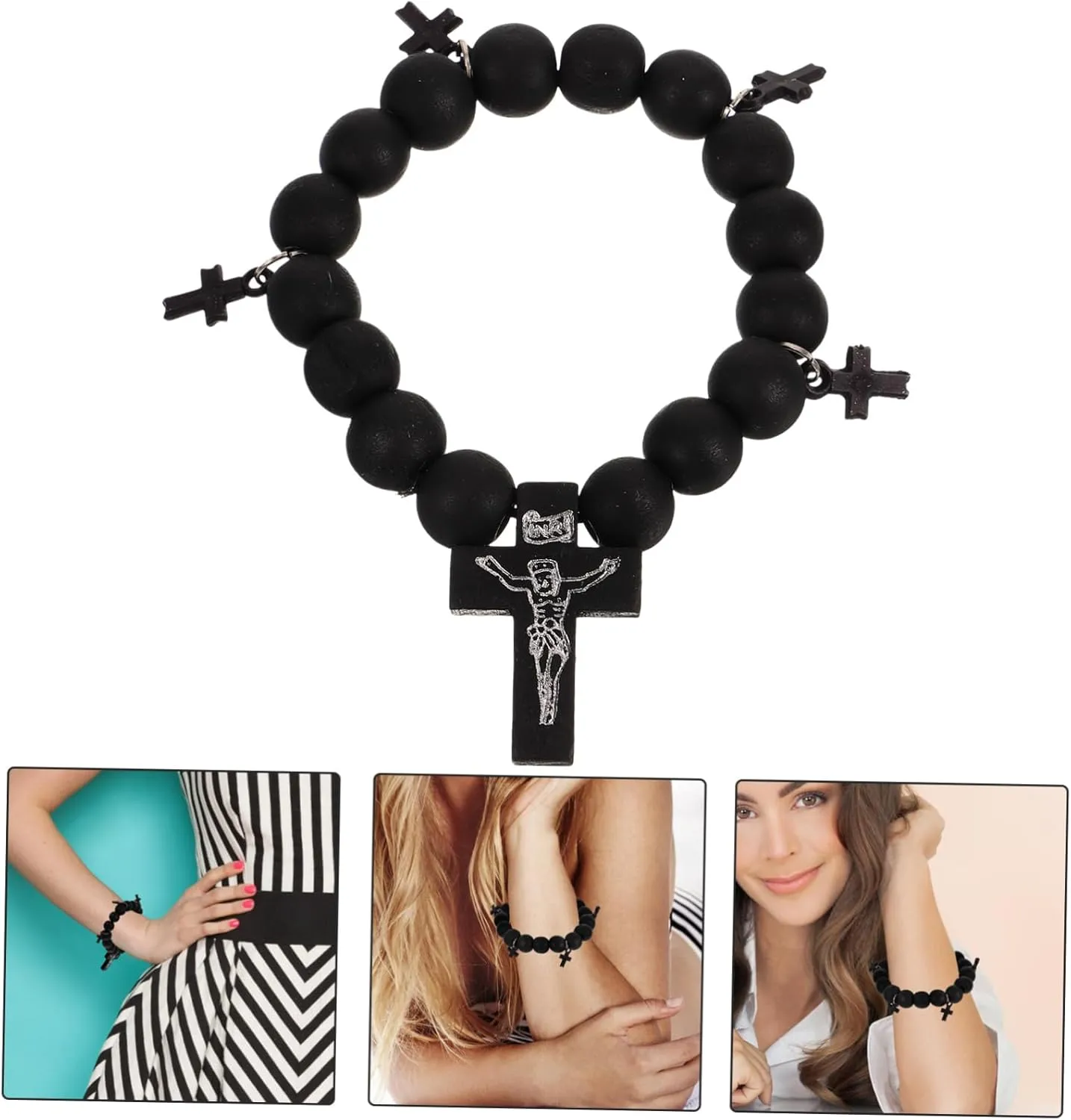 Mens Beaded Bracelets Cross Bracele Vintage Cross Jewelry Prayer Beads Bracelet Baptism for Guests