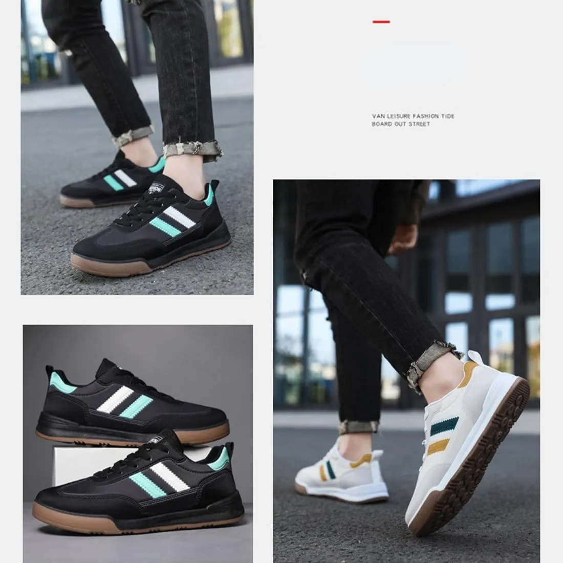 Men's Lace-Up Comfortable Trendy Casual Sneakers Multi-Color Striped Print Breathable Canvas Walking Shoes