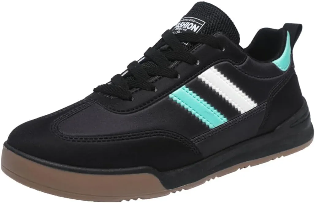 Men's Lace-Up Comfortable Trendy Casual Sneakers Multi-Color Striped Print Breathable Canvas Walking Shoes