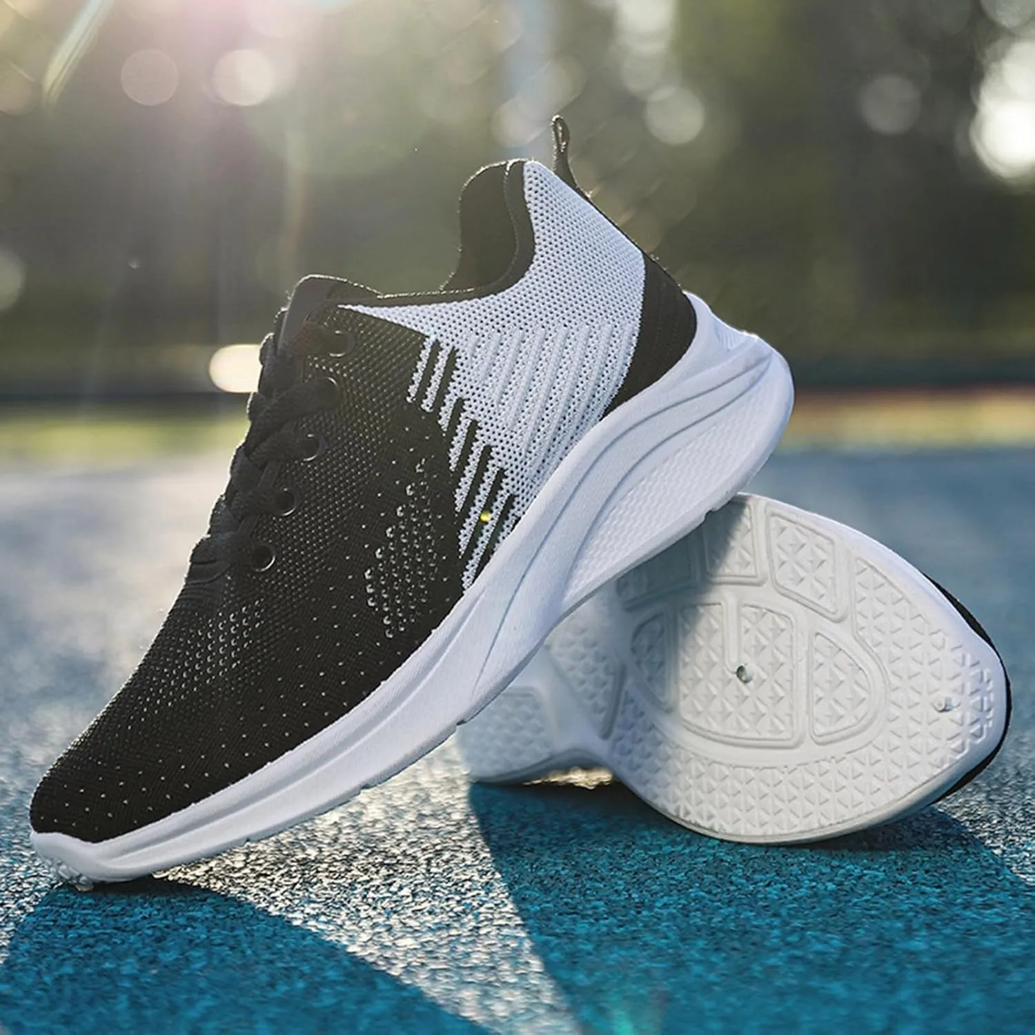 Men's Slip On Walking Shoes Comfortable Lightweight Breathable Running Sneaker Lace Up Low Top Casual Sneakers for Gym Tennis Workout