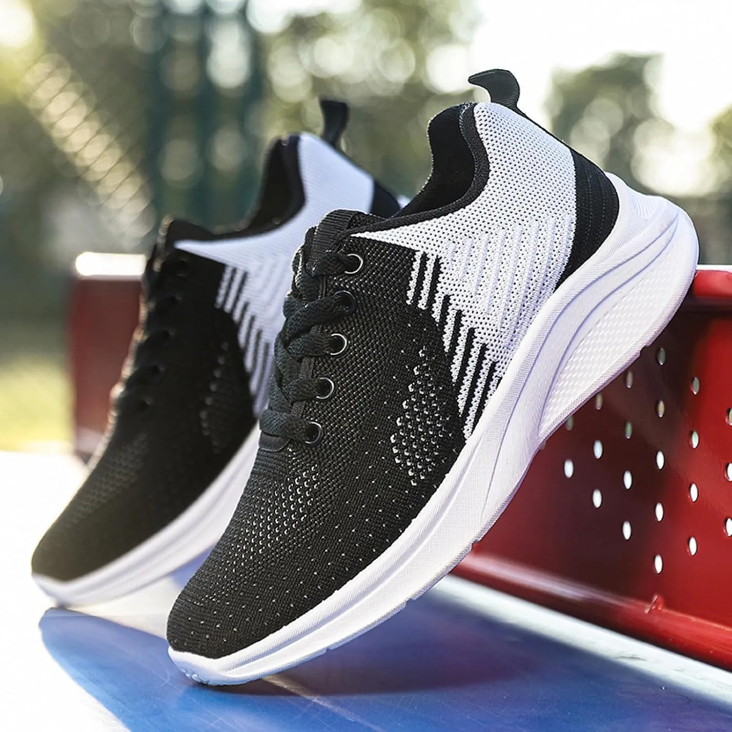 Men's Slip On Walking Shoes Comfortable Lightweight Breathable Running Sneaker Lace Up Low Top Casual Sneakers for Gym Tennis Workout