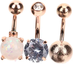 Metal Navel Rings 3pcs Belly Button Hoop Jewelry in Bright Colors for Women's Fashion