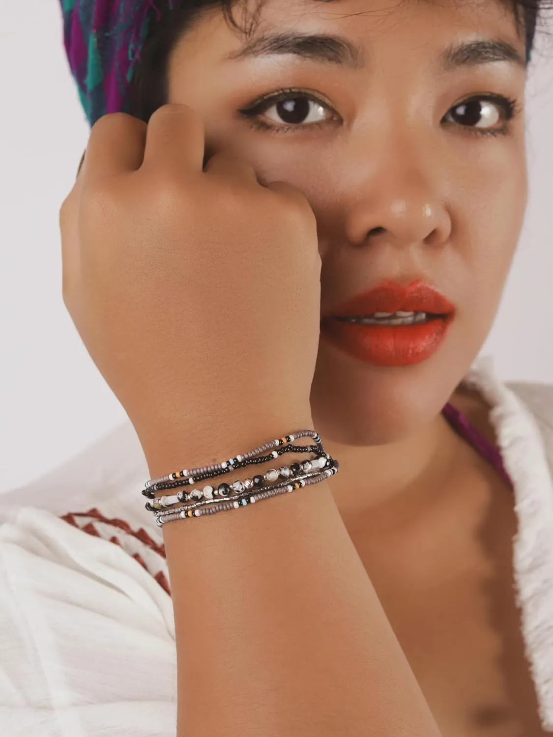 MINACHI Bohemian Bead Stacked Bracelet, Vintage Multi-Layer Bracelet, Gift for Her