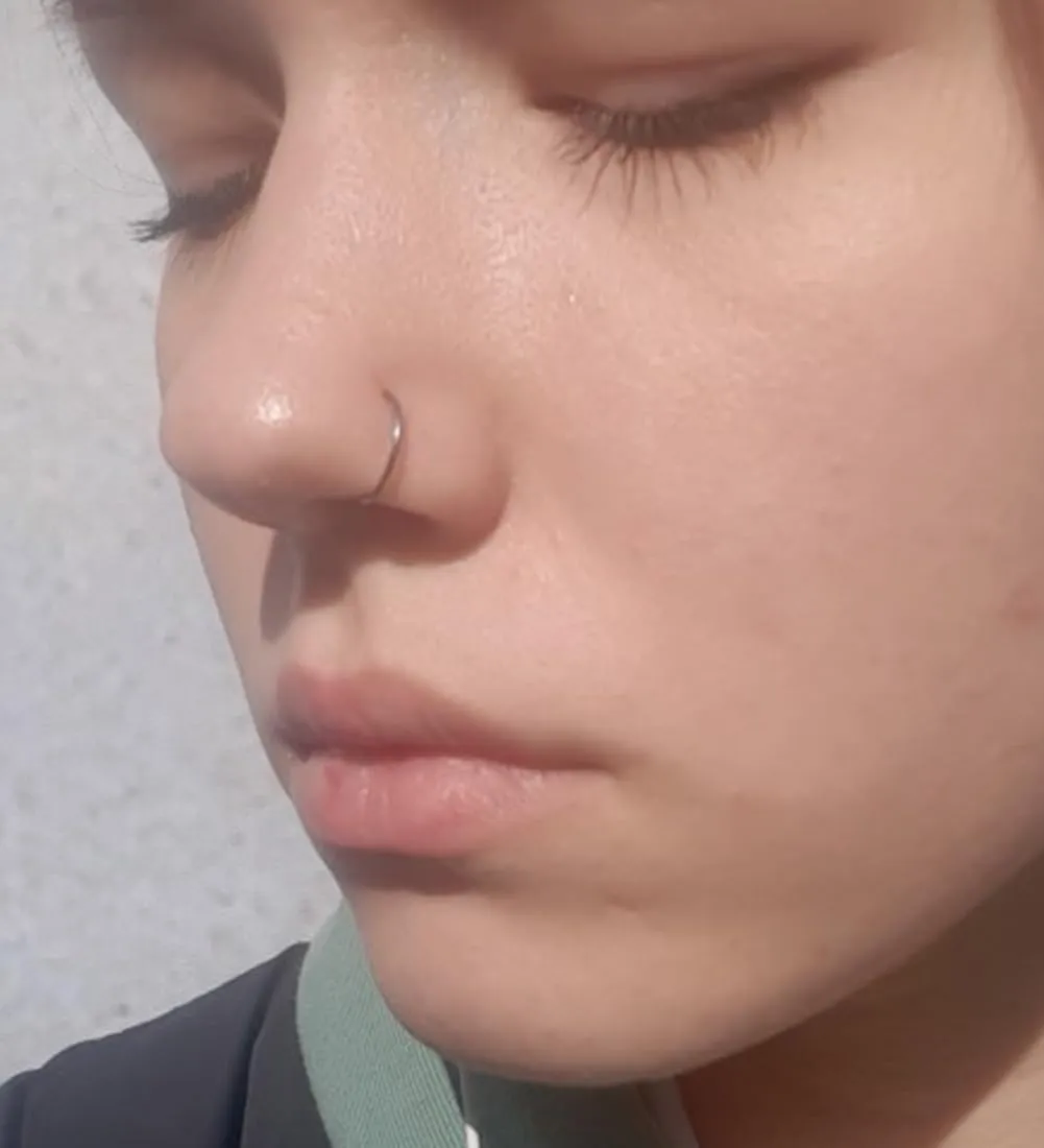 MODRSA Hoop Nose Rings - 20g L Shape Studs, Surgical Steel Corkscrew Hoops