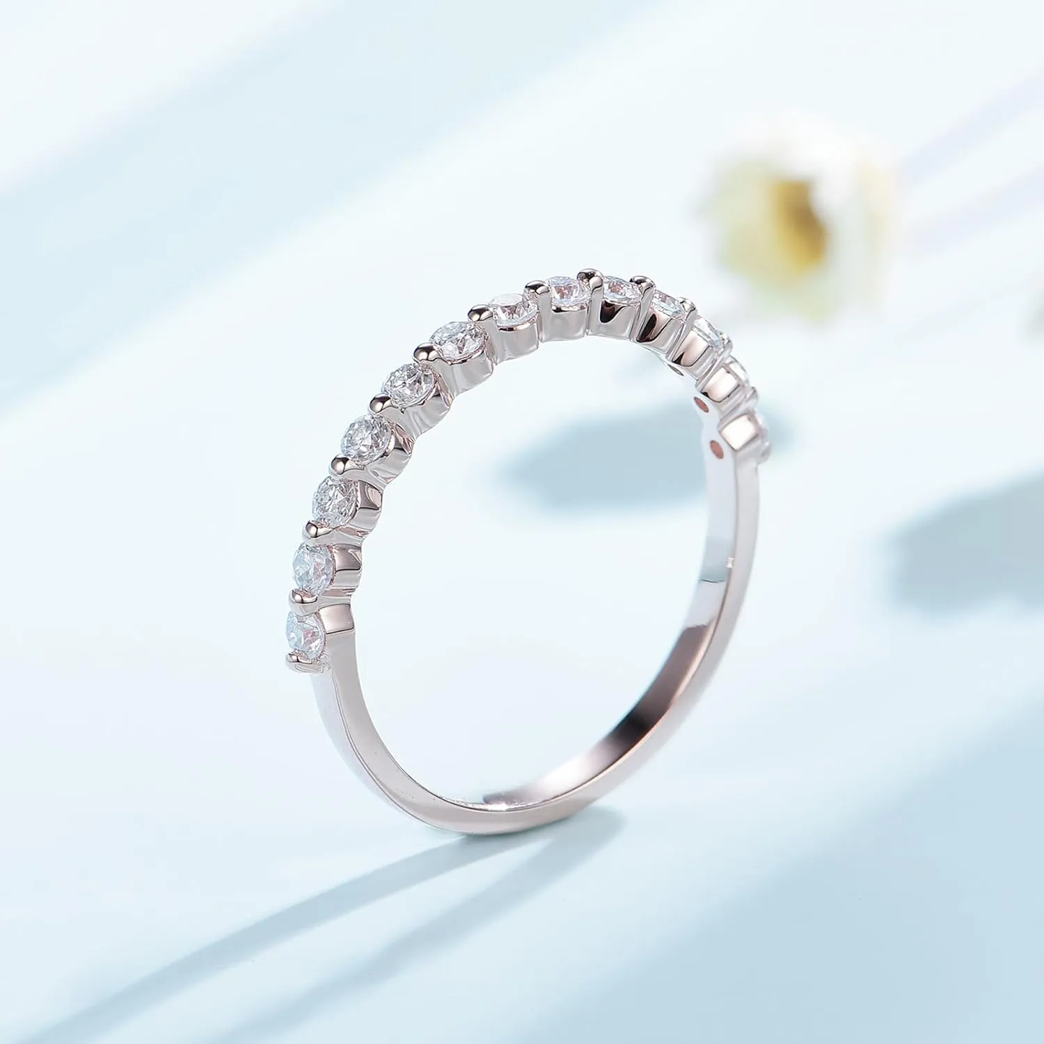 Moissanite Rings for Women Solid 925 Sterling Silver Moissanite Band Women's Engagement Ring Trendy Wedding Round Stone Fine Jewelry Gift