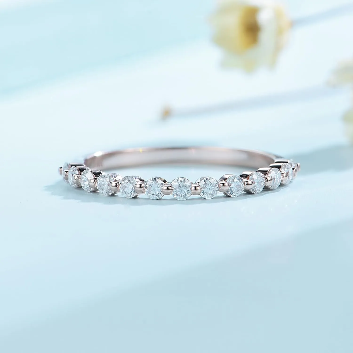 Moissanite Rings for Women Solid 925 Sterling Silver Moissanite Band Women's Engagement Ring Trendy Wedding Round Stone Fine Jewelry Gift
