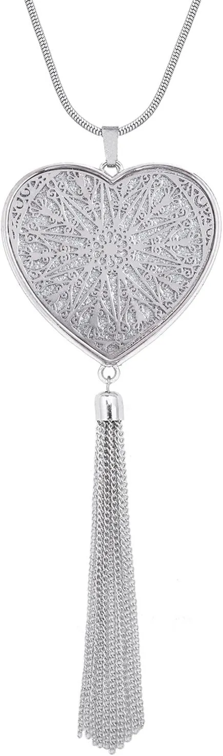 MOLOCH Long Necklaces For Woman Disk Circle Pendant Necklaces Tassel Fringe Necklace Set Statement Pendant