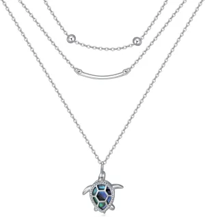 MONGAS Lotus/Turtle/Planet Star/Baseball Layered Necklace Sterling Silver Lotus Flower/Turtle/Planet Star Pendant Necklace Flower Jewelry for Women