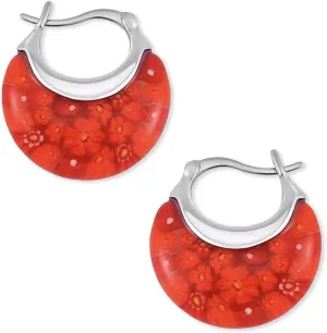 Murano Style Glass Hoop Earrings for Women Trendy Daisy Flower Stainless Steel Dangle Fun Vibrant Colors Teacher Glass Jewelry Unique Birthday Gifts for Women Birthday Anniversary 11.6 Gms