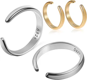 NOLITOY 2 Pairs S925 Silver Non-piercing Ear Cuffs Earrings Minimalist Cartilage Clip for Women Fashion Wrap Earrings for Occasions