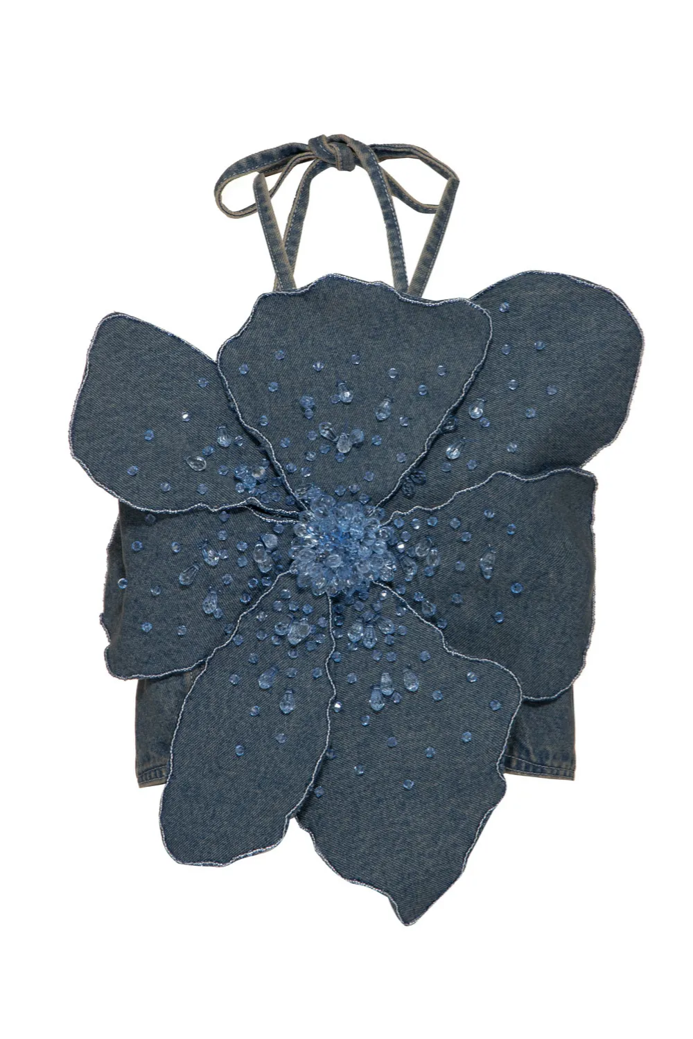 NOSTALGIC SKY DENIM FLOWER TOP