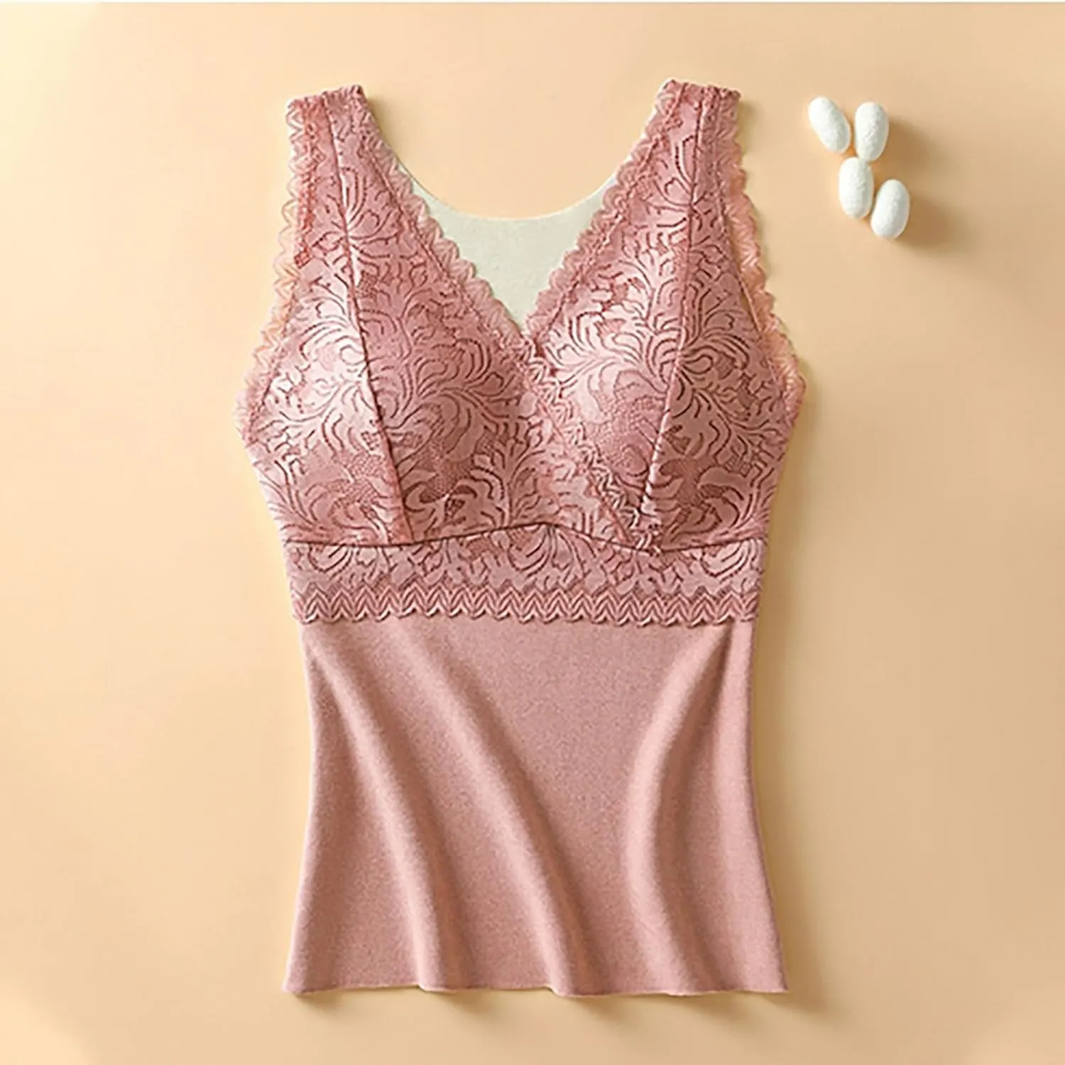 Oplxuo Plus Size Thermal Tank Top Women Fleece Lined Thermal Shirt Sleeveless Lace Tops Camisole Warm Base Layer Cold Weather