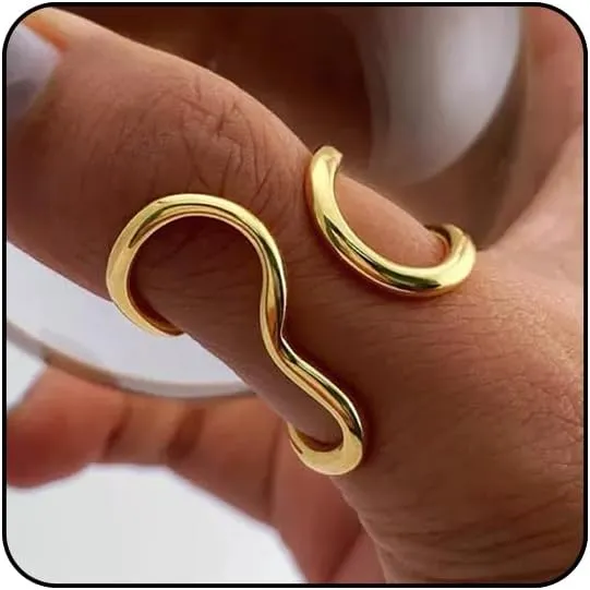 Otxas Chunky Gold Rings for Women Non Tarnish Adjustable Statement Rings Irregular Thumb Rings for Women Gold Chunky Jewelry