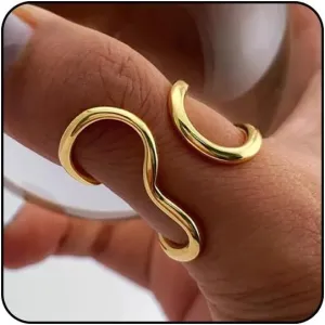 Otxas Chunky Gold Rings for Women Non Tarnish Adjustable Statement Rings Irregular Thumb Rings for Women Gold Chunky Jewelry