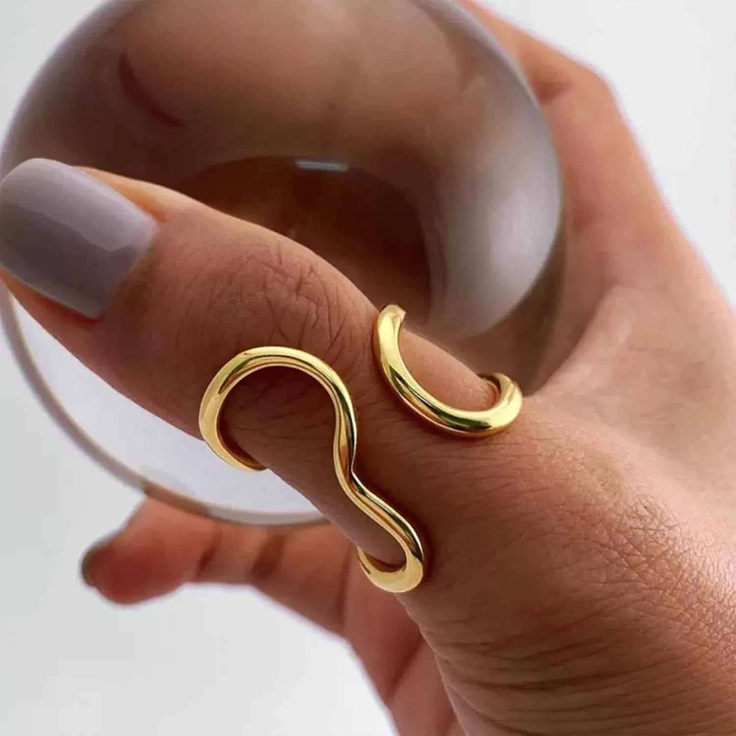 Otxas Chunky Gold Rings for Women Non Tarnish Adjustable Statement Rings Irregular Thumb Rings for Women Gold Chunky Jewelry
