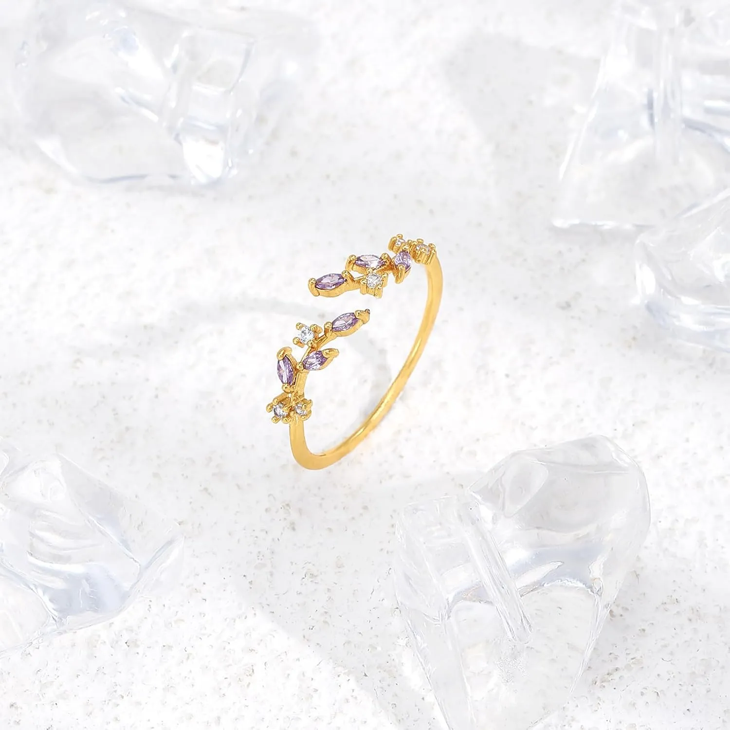 Otxas Gold Rings for Women Non Tarnish Adjustable Rings with Cubic Zirconia Thumb Rings for Women 18K Gold Plated Rings