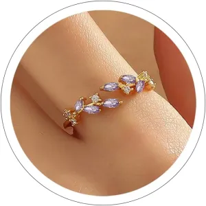 Otxas Gold Rings for Women Non Tarnish Adjustable Rings with Cubic Zirconia Thumb Rings for Women 18K Gold Plated Rings