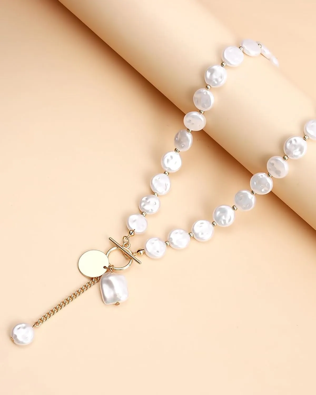Pearl Necklaces for Women 14k Gold Plated Layered Pearl Necklaces Dainty Pearl Pendant Necklace Freshwater Pearls Choker Necklace Wedding Pearl Necklaces Pearl Jewelry Gifts