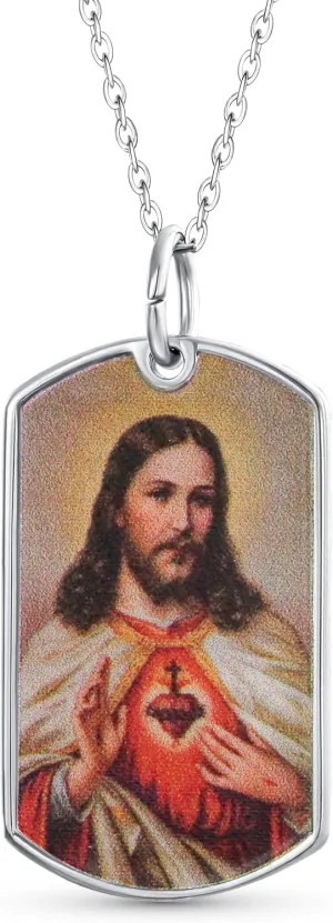Personalize Unisex Religious Photo Medal Pendant Necklace Saint Joseph, Jude, Christopher, Michael, Jesus Virgin Marry Oxidized .925 Sterling Silver Personalize for Women and Men