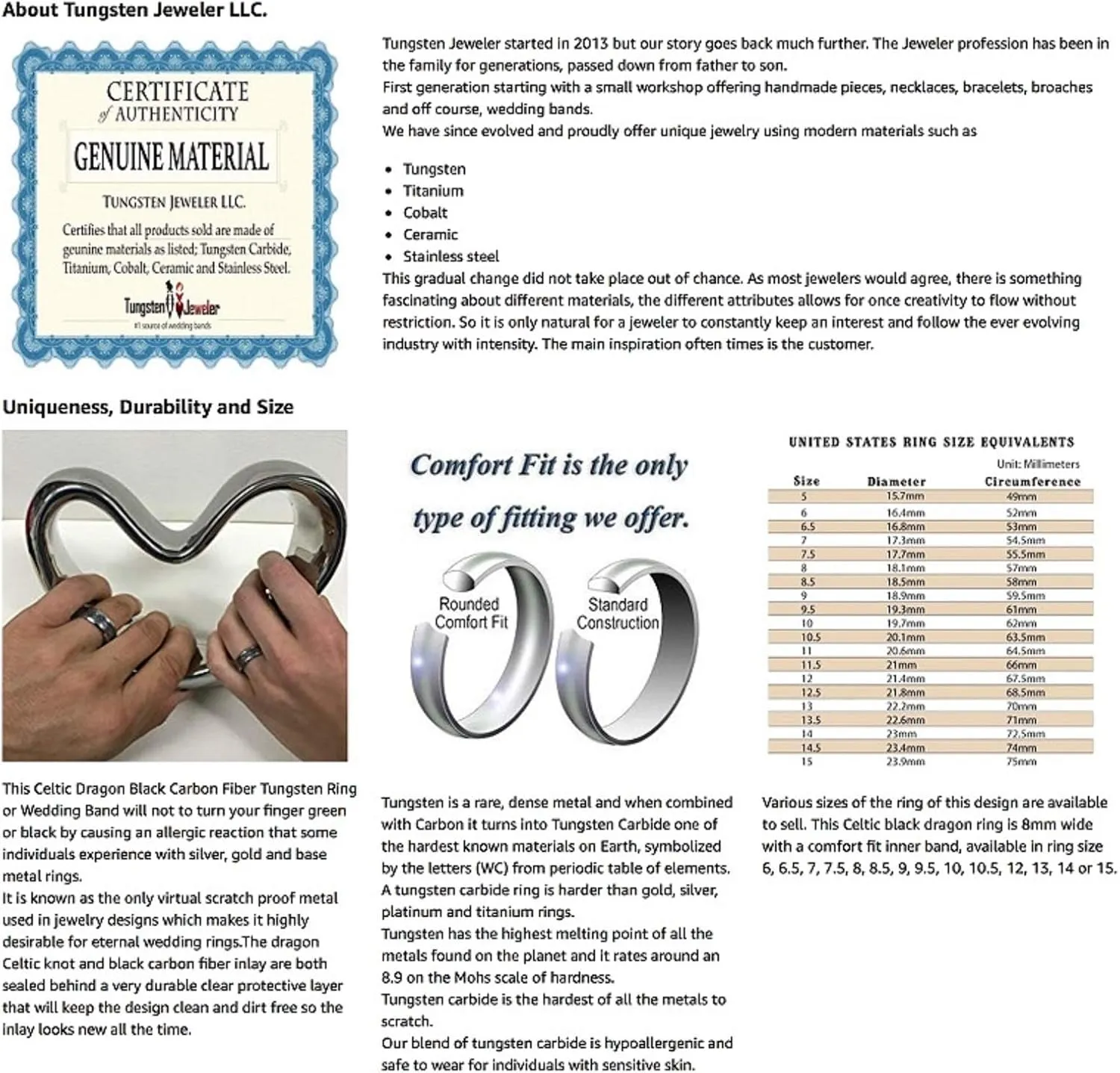 Personalized Laser Engraving Ring for Men and Ring for Women Tungsten Band Rings 8mm High Polished Black IP Plated with Black Carbon Fiber Inlay Beveled Edge Wedding Band Ring Ideal Rings
