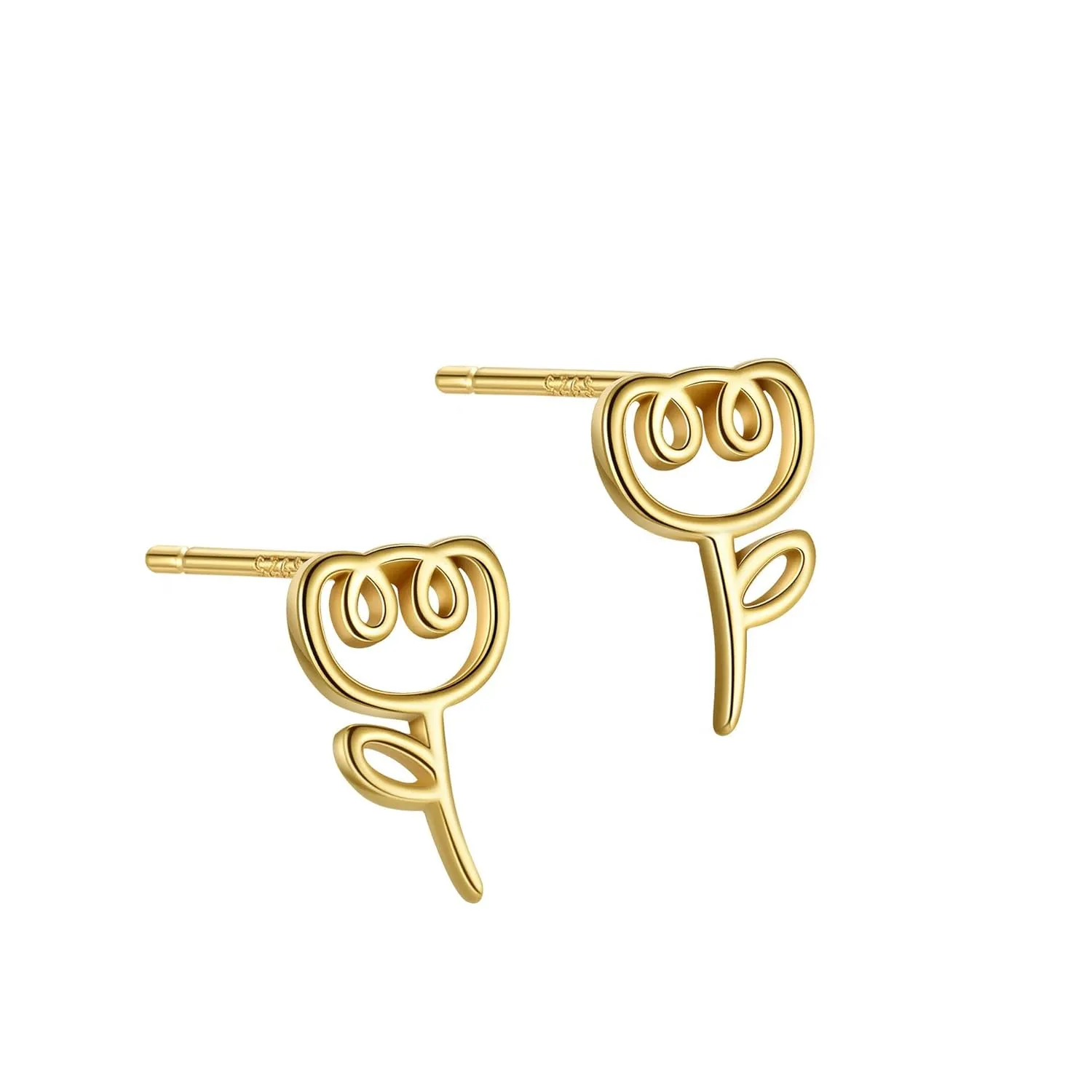 Petals of Elegance: Fashion 925 Sterling Silver Minimalist Flower Stud Earrings - Gold-Plated Tulip Earrings for Women (gold)