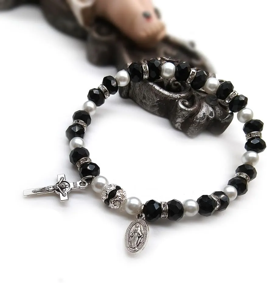 POYAMUSE Catholic Rosary Bracelet for Women - Beaded Religious Jewelry, Cross Bracelet for Women, Spiritual Accessories