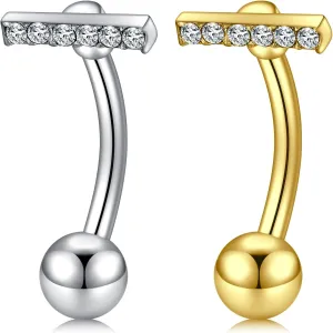 QWALIT Belly Button Ring Silver Gold Belly Rings Surgical Stainless Steel Belly Button Rings for Women Belly Button Piercing Jewelry Hypoallergenic Dangle Belly Button Ring Clicker Belly Ring Dangling