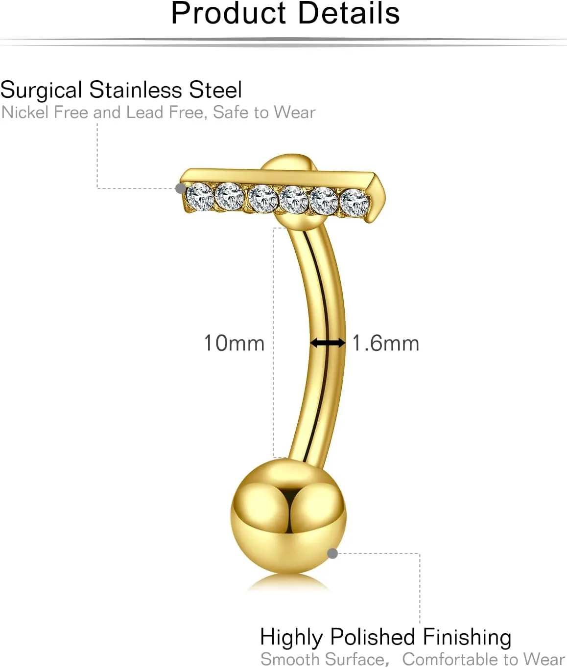 QWALIT Belly Button Ring Silver Gold Belly Rings Surgical Stainless Steel Belly Button Rings for Women Belly Button Piercing Jewelry Hypoallergenic Dangle Belly Button Ring Clicker Belly Ring Dangling