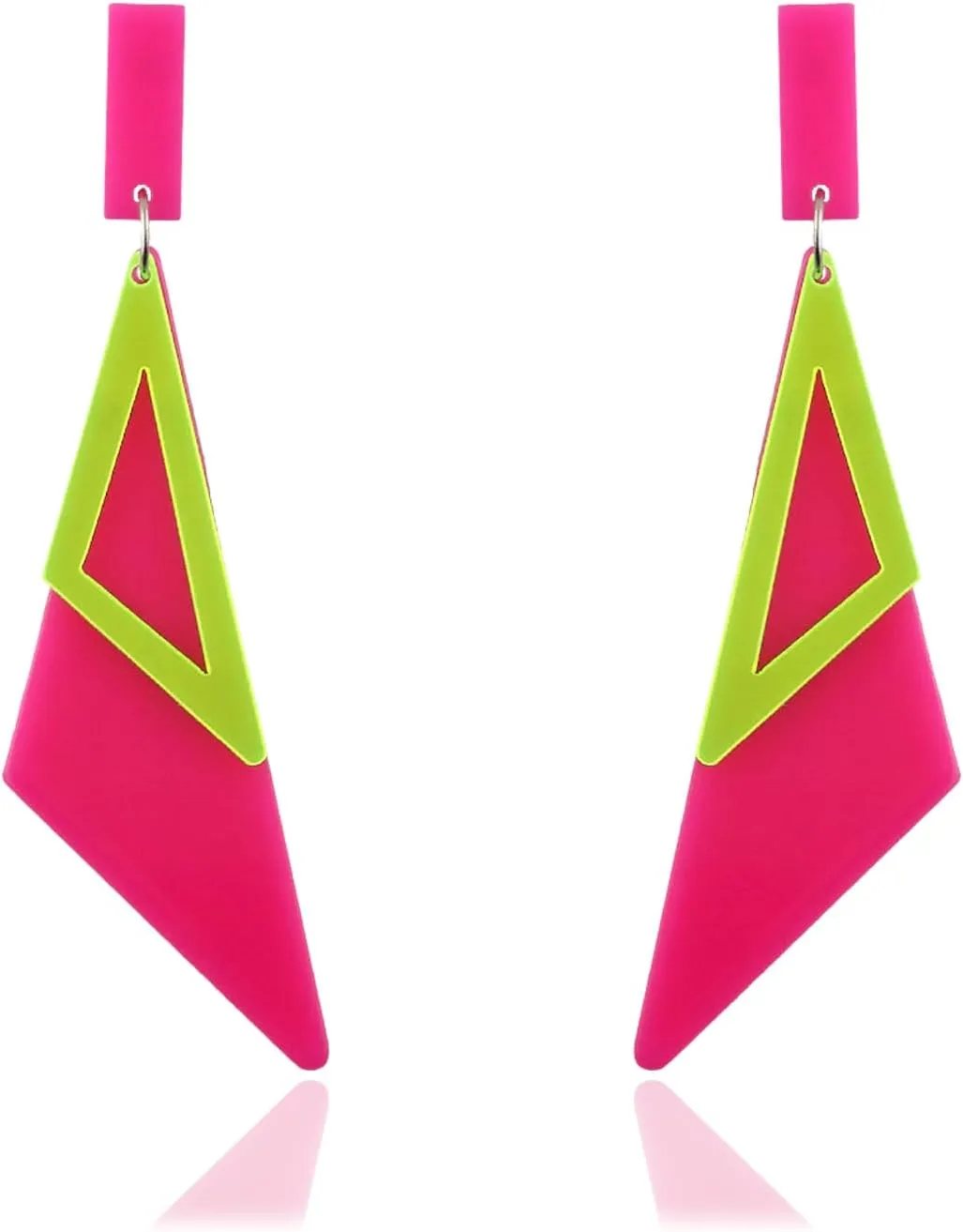 Retro 80s Neon Earrings for Women Acrylic Triangle Neon Dangle Earrings Colorful Geometric Drop Earrings Glow Party Halloween Neon Earrings
