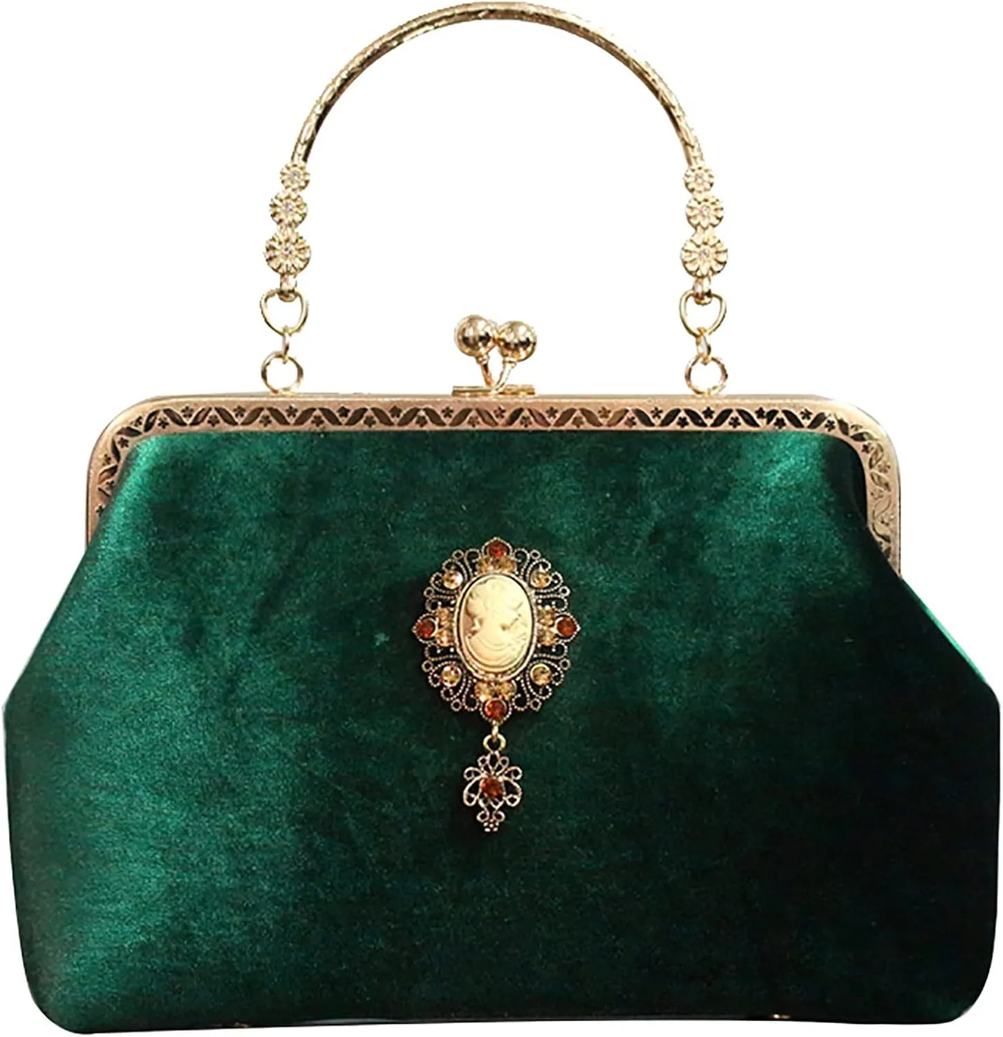 Retro Green Handbag for Women, Wedding Clutch Purses Evening Bags Velvet Evening Bag Formal Wedding Party Handbag
