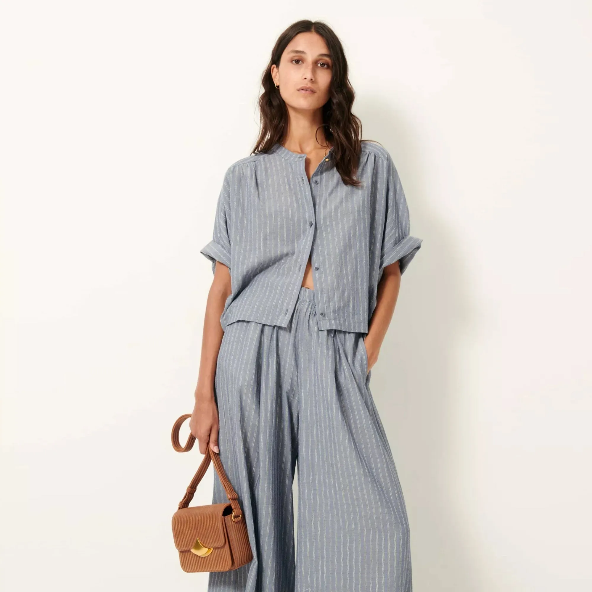 Reva Short Blouse (Chambray Blue)
