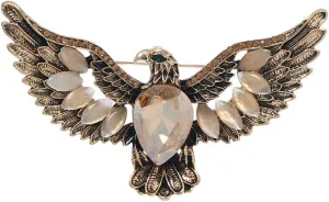 Rhinestone Eagle Bird Brooch Pin for Women Men Vintage Teardrop Green Crystal Eye Flying Animal Brooches Lapel Elegant Hat Bag Suit Costume Accessories Jewelry Father Friend