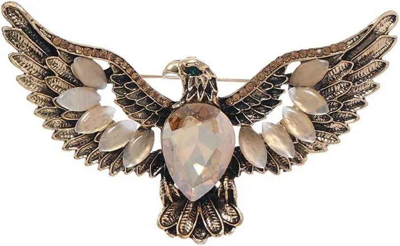 Rhinestone Eagle Bird Brooch Pin for Women Men Vintage Teardrop Green Crystal Eye Flying Animal Brooches Lapel Elegant Hat Bag Suit Costume Accessories Jewelry Father Friend