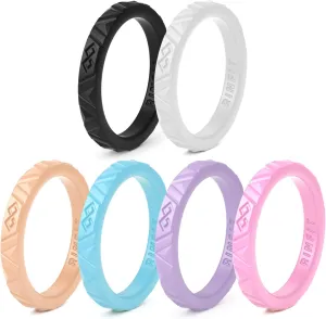 Rinfit Silicone Wedding Ring Sets - Soft, Stackable & Thin Silicone Rings for Her - Womens Rubber Wedding Rings