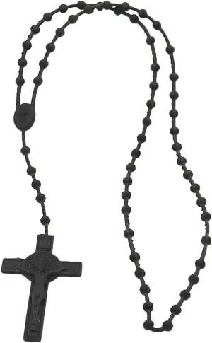 Rosary Beads Luminous Noctilucent Necklaces Glowing Rosary Necklaces Catholicism Religious Jewelry Party Gift for Prayer, Black