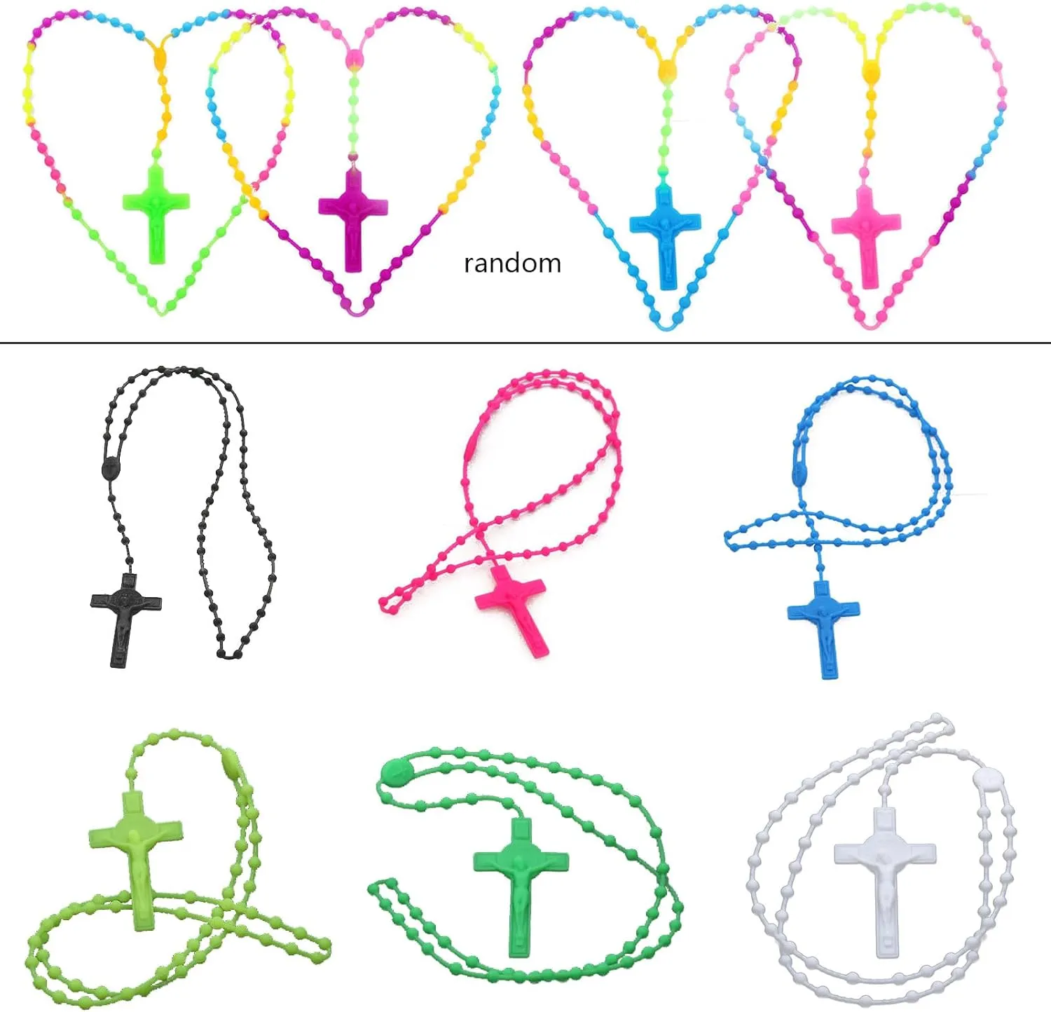 Rosary Beads Luminous Noctilucent Necklaces Glowing Rosary Necklaces Catholicism Religious Jewelry Party Gift for Prayer, White