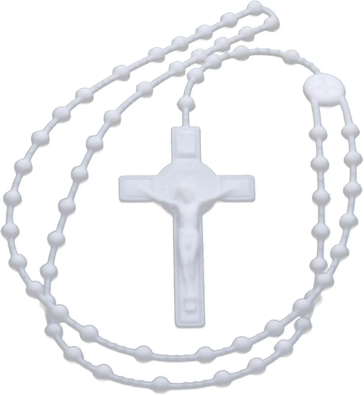 Rosary Beads Luminous Noctilucent Necklaces Glowing Rosary Necklaces Catholicism Religious Jewelry Party Gift for Prayer, White