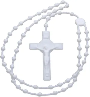 Rosary Beads Luminous Noctilucent Necklaces Glowing Rosary Necklaces Catholicism Religious Jewelry Party Gift for Prayer, White